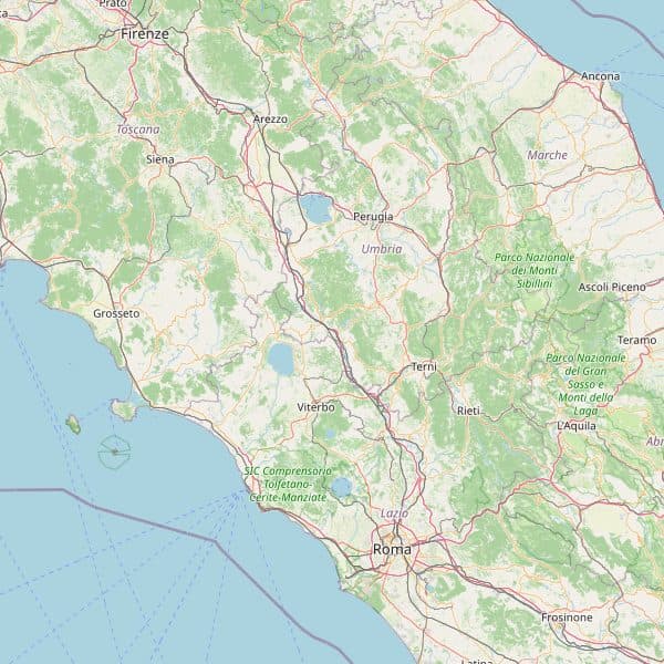Mappa del percorso Arezzo-Roma seguito dal gruppo in viaggio